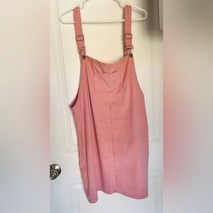 Pink Corduroy Overall Dress